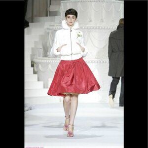 Viktor & Rolf x H&M 100% silk rose red pleated skirt rare collectible!